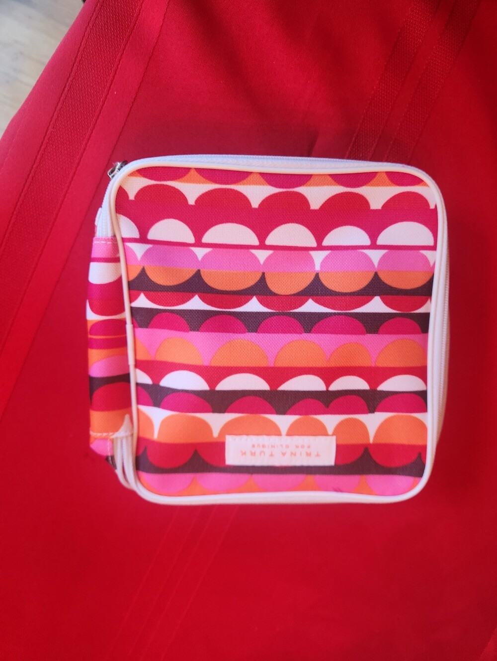 Trina Turk Pink Orange Red Patterned Cosmetic Case